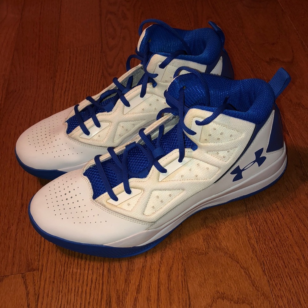 Under Armour Blue and White Basketball Shoes